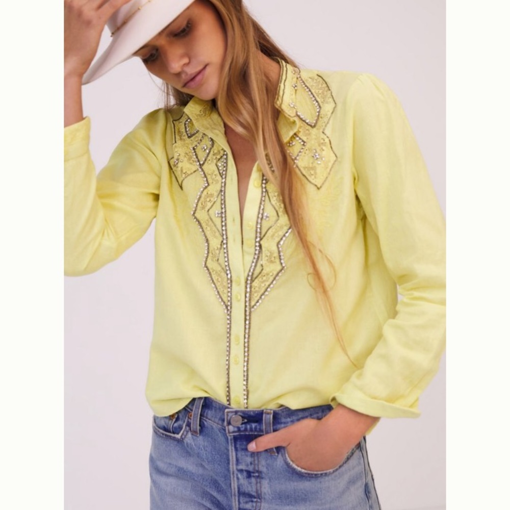 NWT Anthropologie Nayeli Beaded Buttondown S NWT
